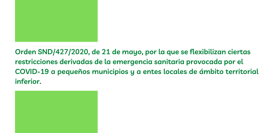 BOE: FLEXIBILIDAD CIERTAS RESTRICCIONES MUNICIPIOS PEQUEÑOS