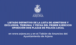 Listado definitivo de la lista de admitidos y excluidos, tribunal y fecha del primer ejercicio oposición dos plazas de Policía Local