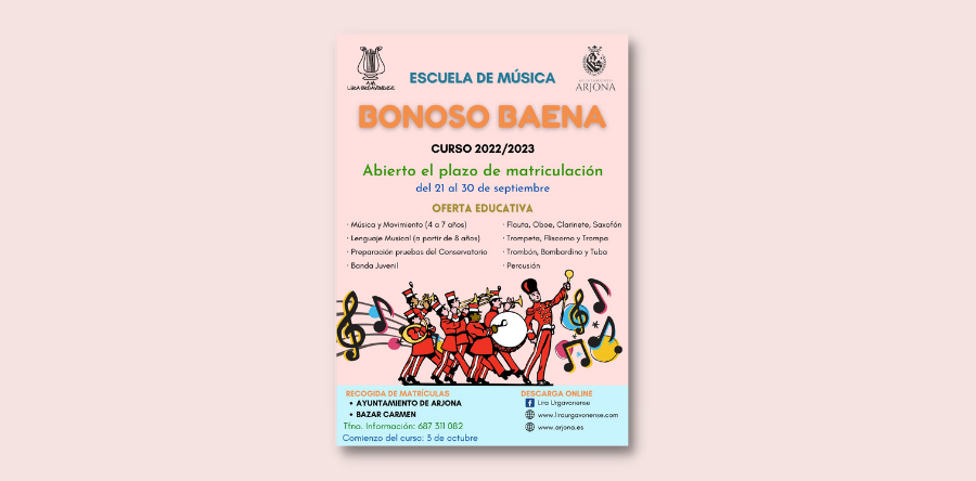 MATRÍCULA ESCUELA DE MÚSICA BONOSO BAENA CURSO 22/23