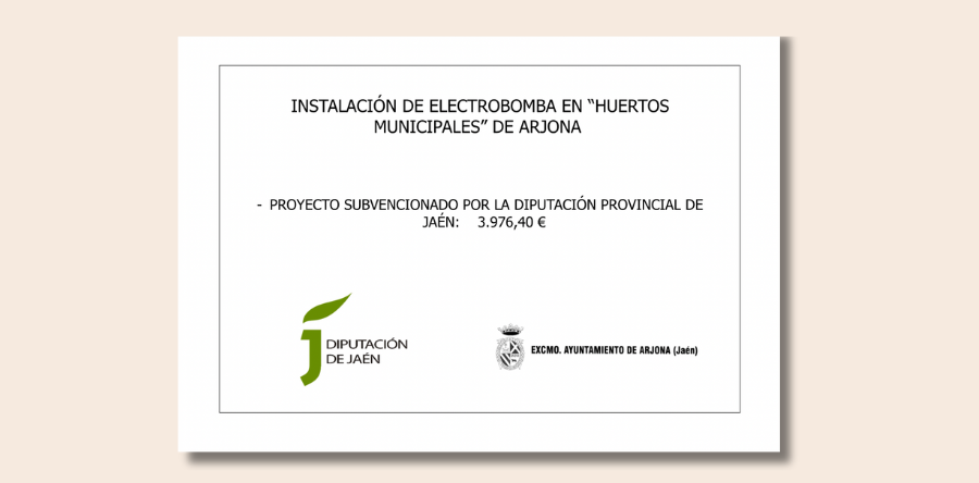 INSTALACIÓN DE ELECTROBOMBA EN “HUERTOS URBANOS” DE ARJONA