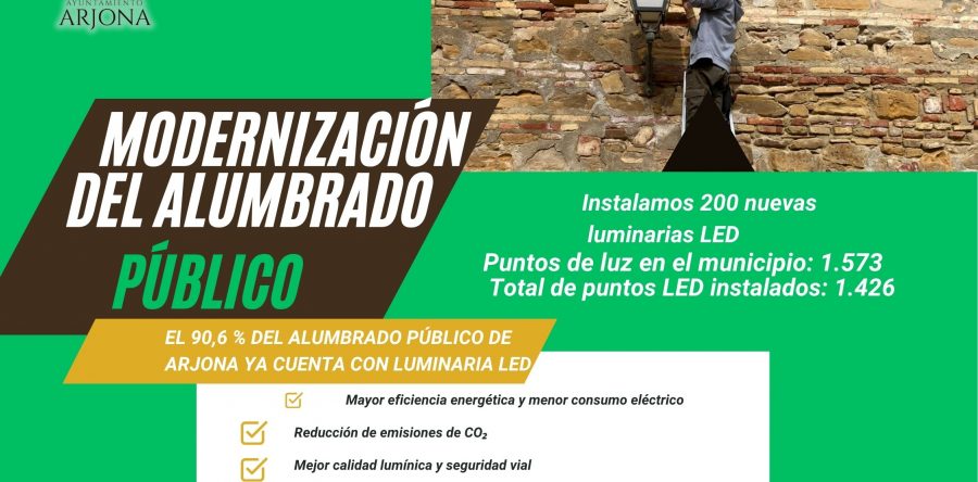 El 90,6 % del alumbrado público de Arjona ya utiliza tecnología LED